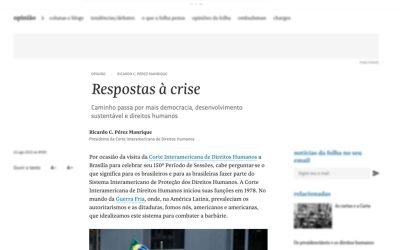 Presidente Ricardo C. Pérez Manrique escribió columna en el Diario Folha de São Paulo